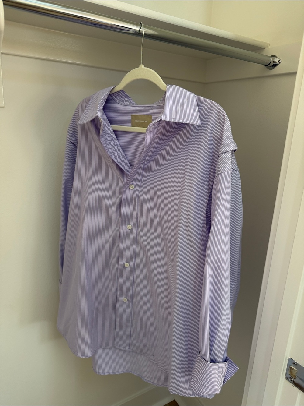 Men's Lavender Stripe Dress Shirt - Classic Spread Collar